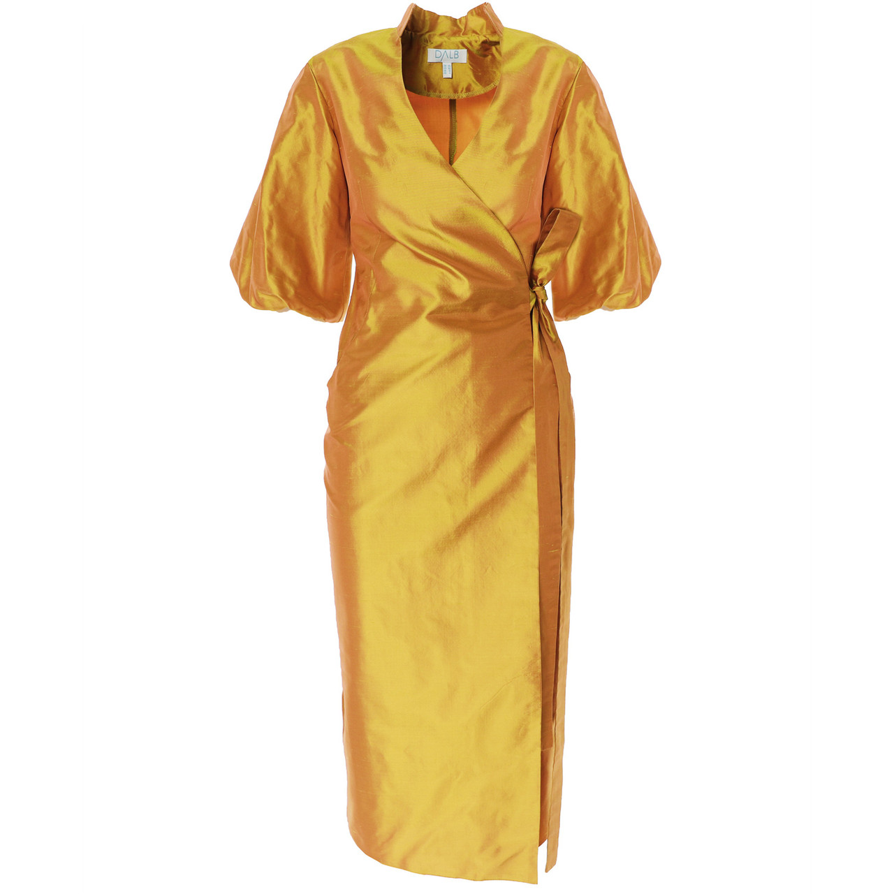 FAITH Silk Wrap Dress with Puffy ...